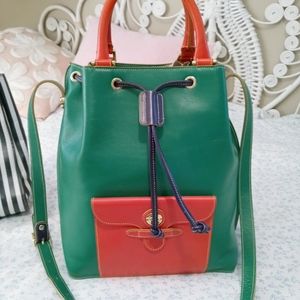 🧡RARE Fendi Bucket Bag,Stunning, Vintage, Authentic!🧡 Orange & Green Pu